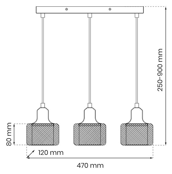 Závěsné svítidlo Lumi, 3x transparentní akrylové stínítko, b/g