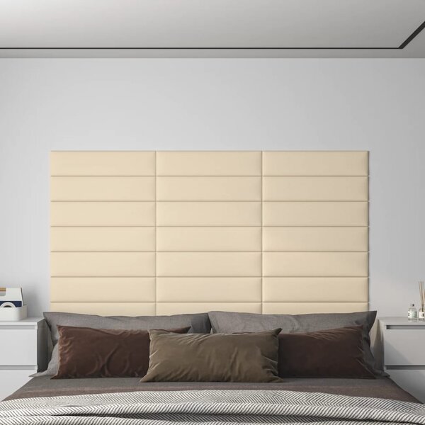 Nástěnné panely 12 ks krémové 60 x 15 cm textil 1,08 m²