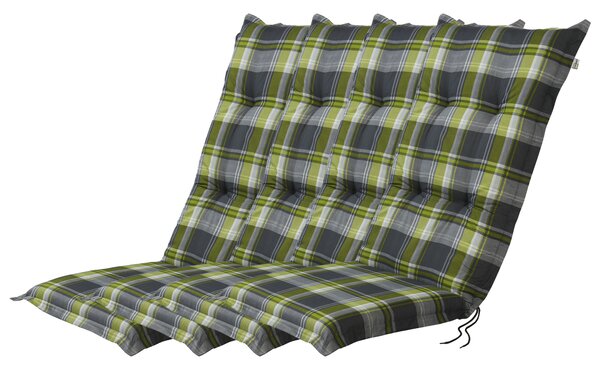 LIVARNO home Sada potahů na židli / křeslo Valencia, 120 x 50 x 8 cm, 4dílná, káro / zelená / šedá (800003511)