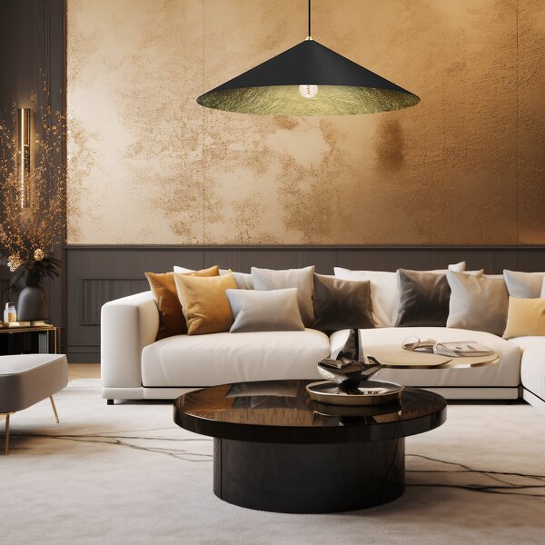 Závěsné svítidlo Fuji, 1x černé/zlaté kompozitní stínítko, (fi 90cm), b