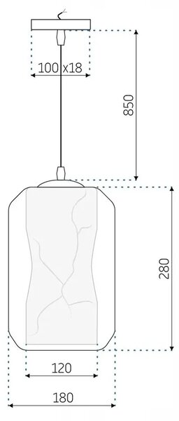Toolight - závěsné svítidlo MARBLE E27 60W APP909-1CP, mramorový efekt, OSW-06675