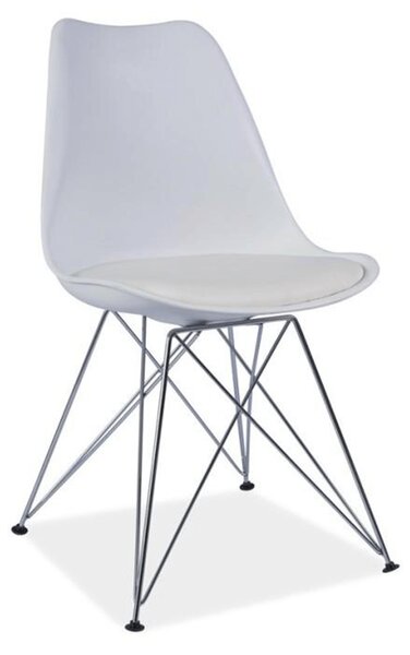 Židle, bílá + chrom, METAL NEW