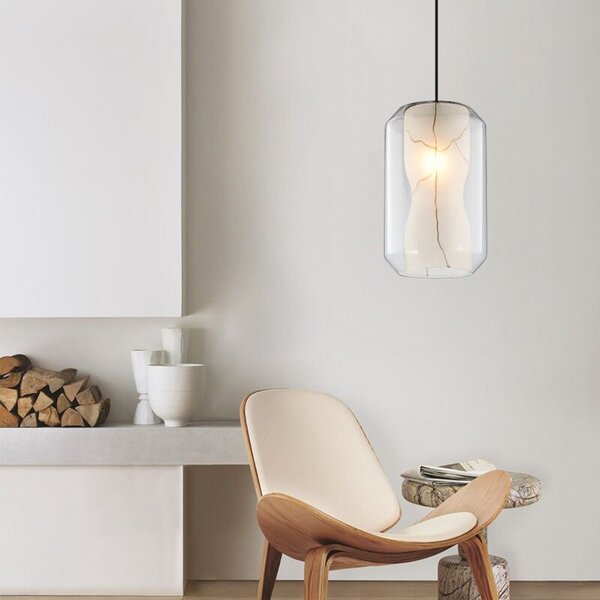 Toolight - závěsné svítidlo MARBLE E27 60W APP909-1CP, mramorový efekt, OSW-06675