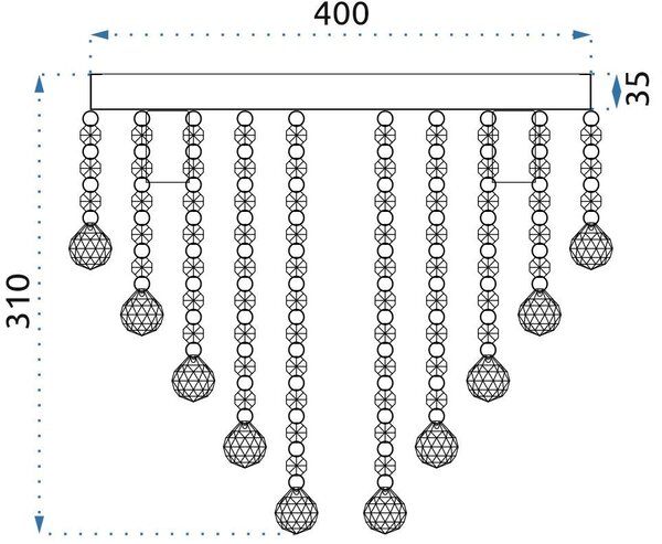 Toolight - Křišťálová stropní lampa 4xE14 40W APP515-4C, chromová, OSW-00072