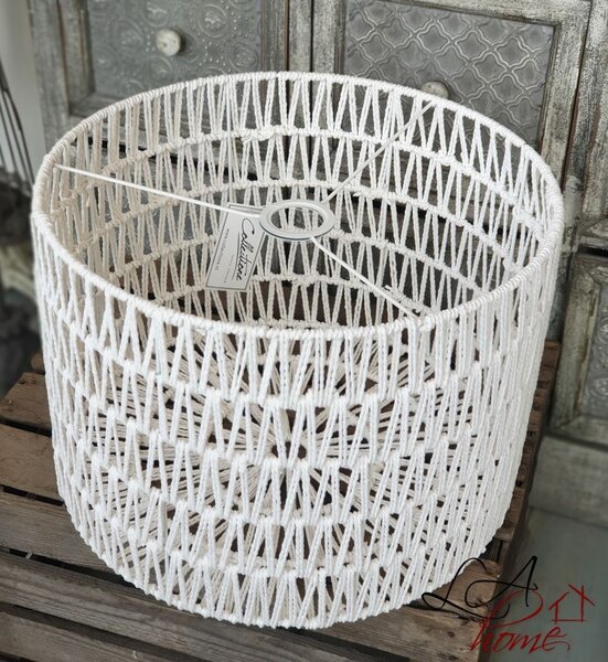 Bílé provázkové stínidlo na stolní lampu Luca cylinder - Ø 40*28cm / E27 - Collectione