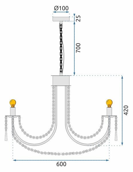 Toolight Křišťálová lustrová lampa APP765-6CP zlatá