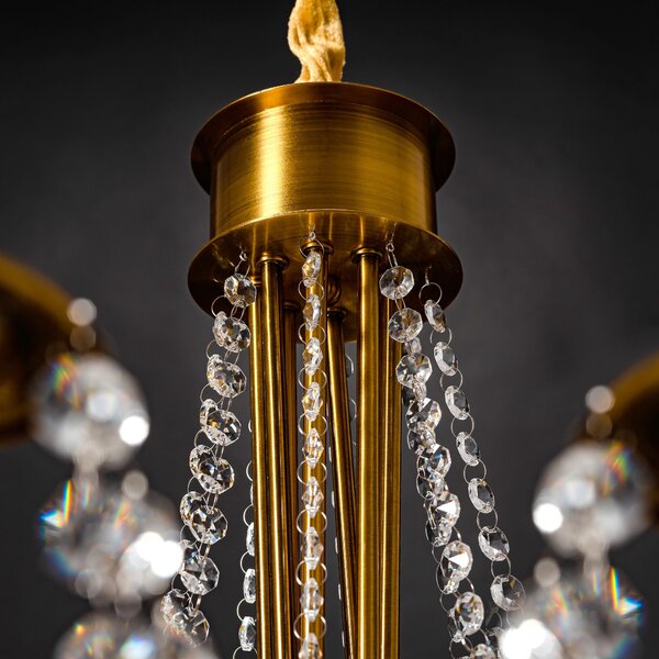 Toolight - Křišťálový lustr Glamour APP765, zlatá, OSW-08485