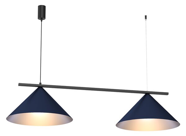 Závěsné svítidlo Capital, 2x tmavomodré kovové stínítko, (fi 46cm), db