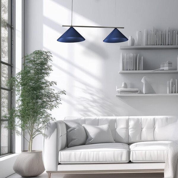 Závěsné svítidlo Capital, 2x tmavomodré kovové stínítko, (fi 46cm), db