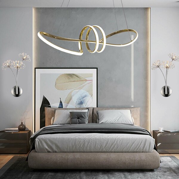 Toolight - LED závěsné svítidlo APP824-CP + dálkové ovládání, zlatá, OSW-06662