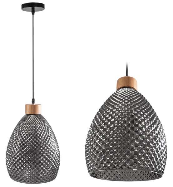Toolight - Retro skleněná stropní lampa E27 60W APP897-1CP, černá, OSW-05697