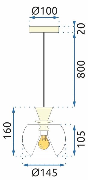Toolight Skleněné kulové závěsné stropní svítidlo APP902-1CP zlaté