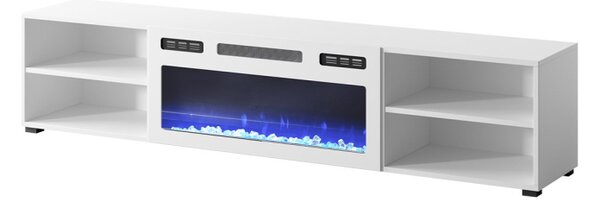 TV skříňka s krbem Loloz 180, Barva: bílá, Krb: bílý 5903211468629
