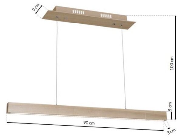 Závěsné LED svítidlo Timber, 1x LED 18w, 3000k, dřevo