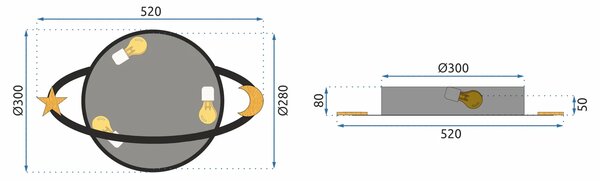 Toolight - Stropní lampa Moon White E27 60W APP865-C, bílá, OSW-06886