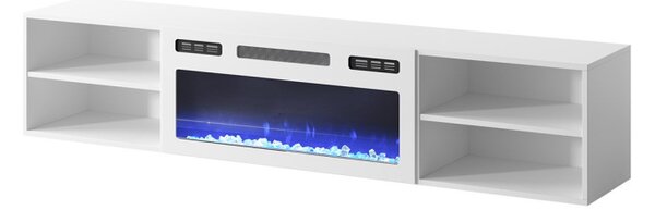 TV skříňka s krbem Loloz 180, Barva: bílá, Krb: bílý 5903211468629