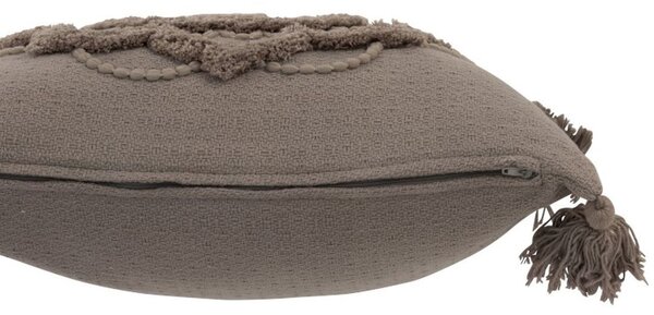 Taupe bavlněný polštář Fransen Blumen se střapci - 45*45 cm - J-Line by Jolipa