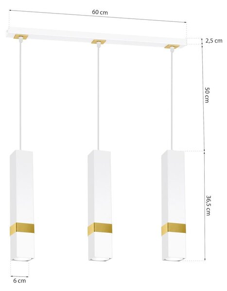 Závěsné svítidlo Vidar, 3x bílé kovové stínítko, w/g