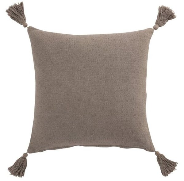 Taupe bavlněný polštář Fransen Blumen se střapci - 45*45 cm - J-Line by Jolipa