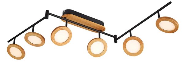 Lindby Manel LED bodovka dřevo 6 zdrojů