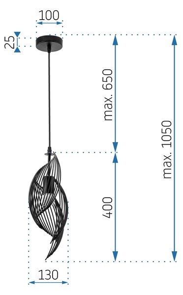 Toolight - Stropní svítidlo 1xE27 60W APP977-1CP, černá, OSW-06989
