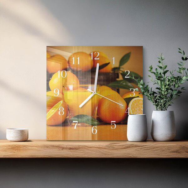Skleněné hodiny Pomeranče zskb-30x30-00086576