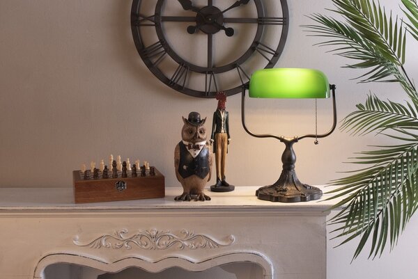 Zelená bankovní lampa tiffany Velves - 27*20*36 cm 1x E27 / max 60w - Clayre & Eef