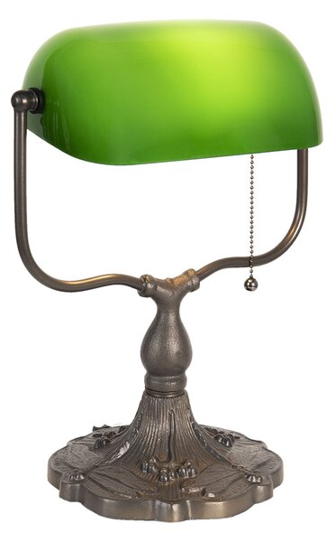 Zelená bankovní lampa tiffany Velves - 27*20*36 cm 1x E27 / max 60w - Clayre & Eef