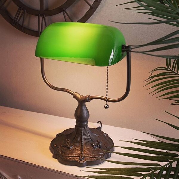 Zelená bankovní lampa tiffany Velves - 27*20*36 cm 1x E27 / max 60w - Clayre & Eef