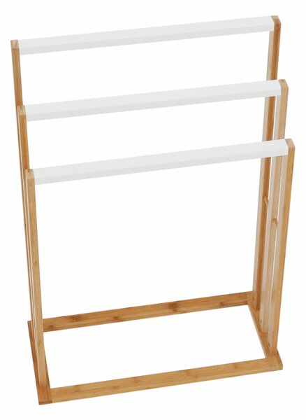 KONDELA Stojan na ručníky, bambus/bílá, KOMO NEW