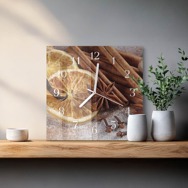 Skleněné hodiny Skořicový anýz zskb-30x30-00085020
