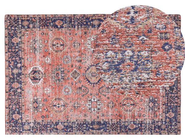 Bavlněný koberec 140 x 200 cm červený/modrý KURIN