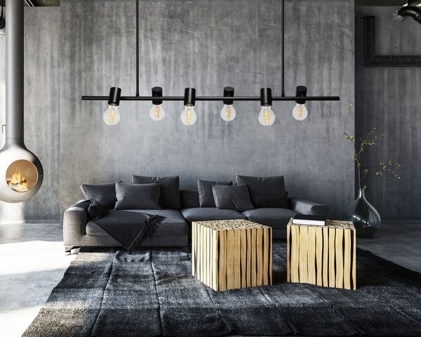Toolight - Kovová industriální stropní lampa 6xE27 APP480-6CP, černá, OSW-00906