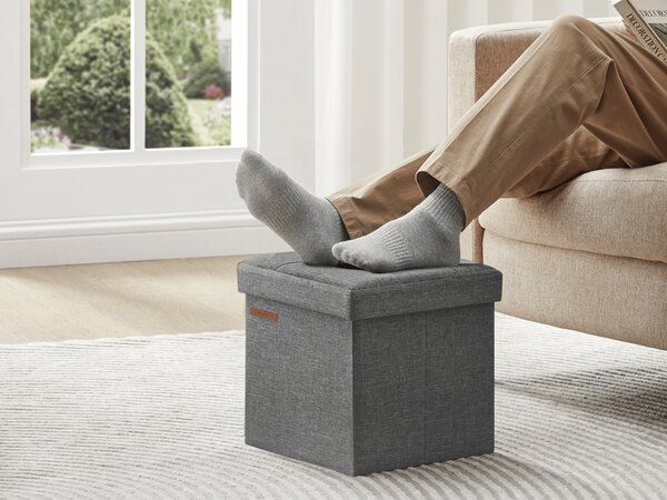 Skládací taburet s úložným prostorem COZY CUBE 30x30 cm, tmavě šedý