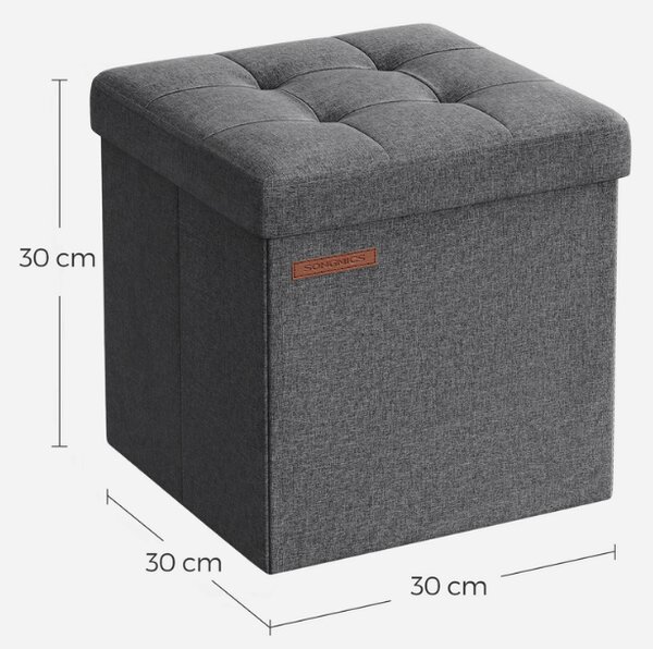 Skládací taburet s úložným prostorem COZY CUBE 30x30 cm, tmavě šedý