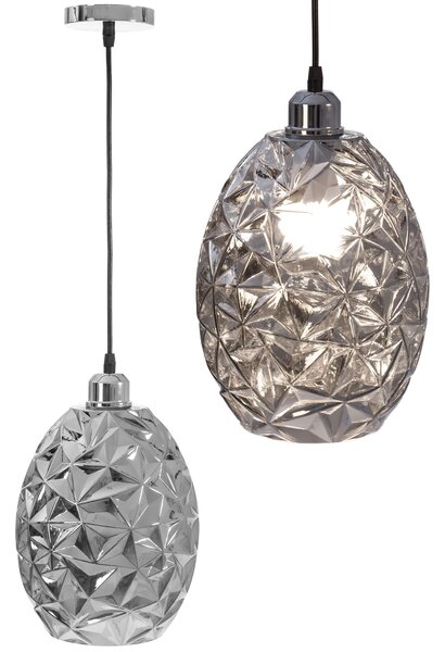 Toolight Skleněná závěsná lampa Chrome APP564-1CP