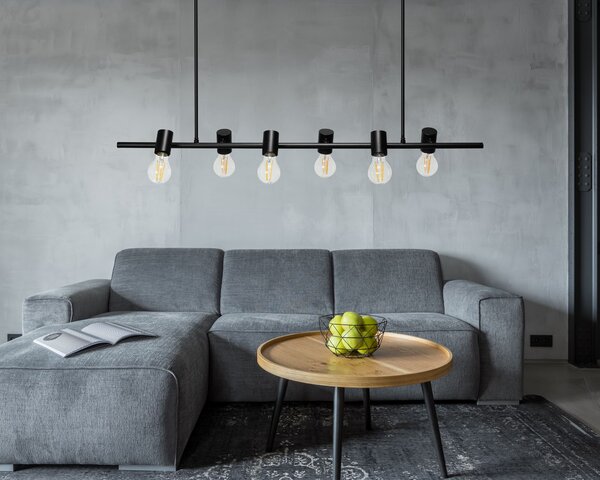 Toolight - Kovová industriální stropní lampa 6xE27 APP480-6CP, černá, OSW-00906