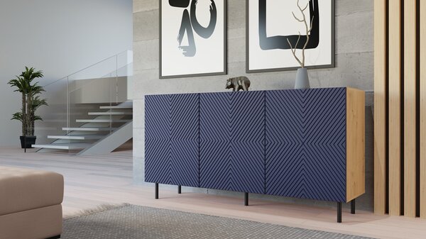 TP Living Komoda KAMA 150 cm dub artisan/modrá