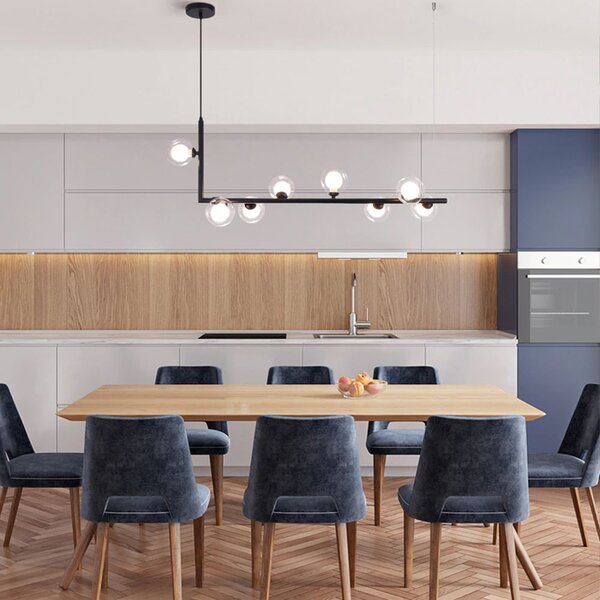 Toolight - Kovová industriální skleněná stropní lampa APP754-8CP, černá, OSW-03987