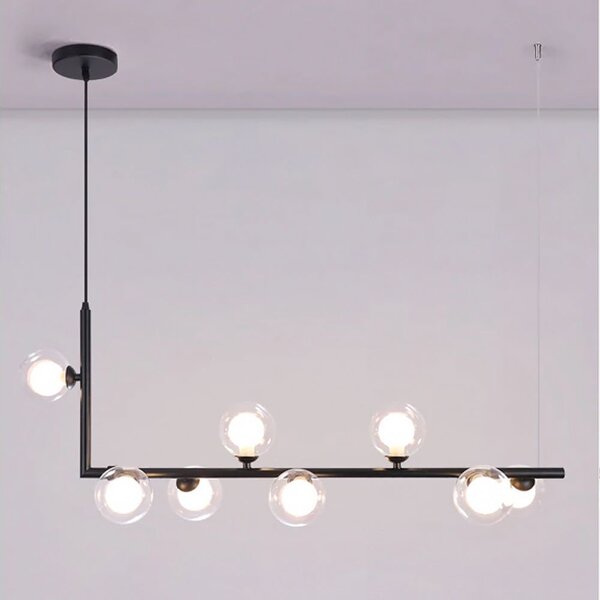 Toolight - Kovová industriální skleněná stropní lampa APP754-8CP, černá, OSW-03987