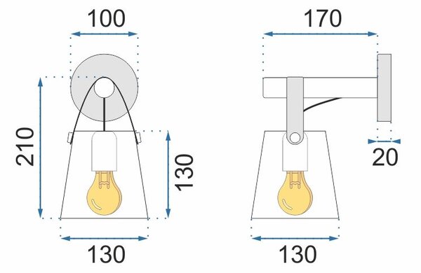 Toolight Kovová nástěnná lampa s páskem bílá APP467-1W bílá