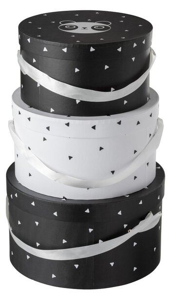 Sada 3papírových kulatých boxů Panda - Ø32*18cm - J-Line by Jolipa