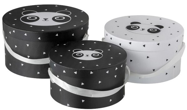 Sada 3papírových kulatých boxů Panda - Ø32*18cm - J-Line by Jolipa