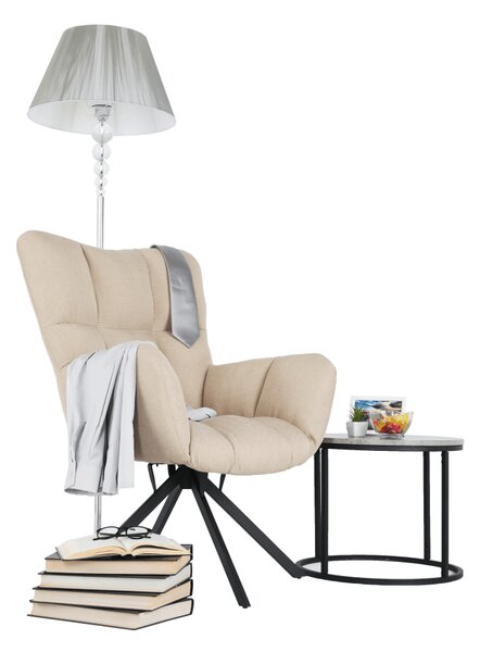 KONDELA Designové otočné křeslo, béžová/černá, KOMODO