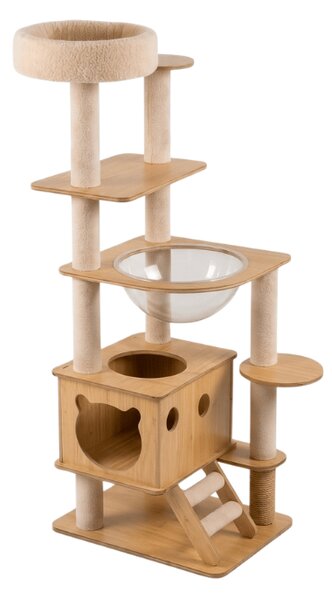 Kočičí stromové škrabadlo HAPPY CAT 147x40x40 cm, béžové