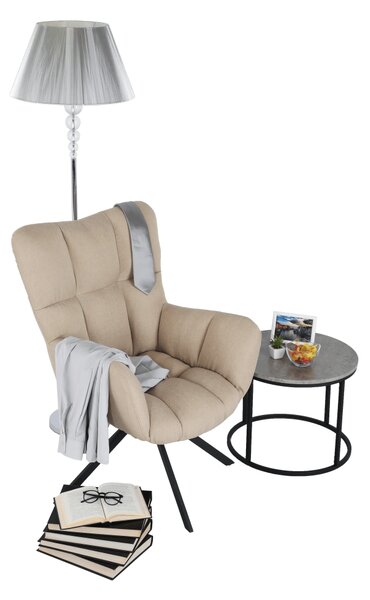 KONDELA Designové otočné křeslo, béžová/černá, KOMODO