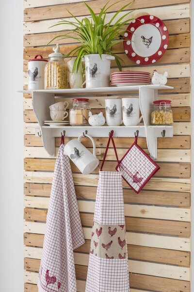 Ubrus na stůl Country Side Chicken red - 150*150 cm - Clayre & Eef