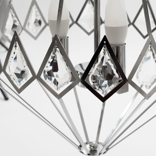 Toolight - Křišťálová závěsná lampa 3xE14 40W APP210-3CPR, stříbrná, OSW-07500