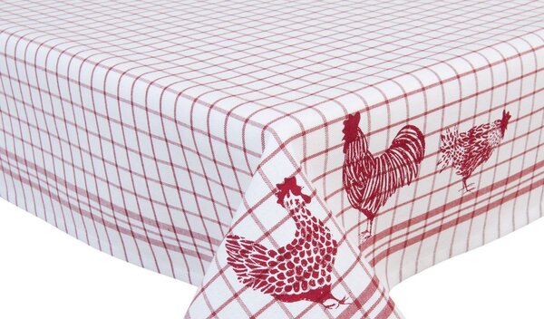 Ubrus na stůl Country Side Chicken red - 150*150 cm - Clayre & Eef