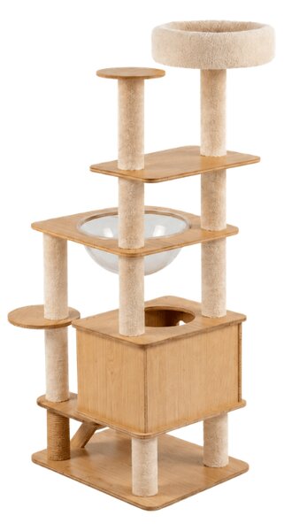Kočičí stromové škrabadlo HAPPY CAT 147x40x40 cm, béžové